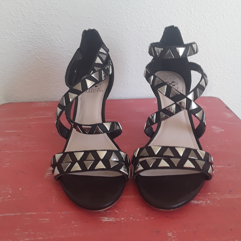 Vince Camuto Mikal Black Studded Strappy Heels